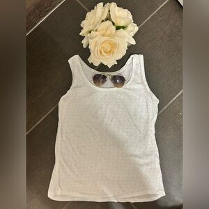 Elegant White Tank Top with Subtle Design of silver studs, size small